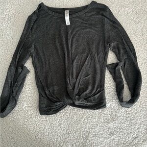 ALO Yoga Charcoal Long Sleeve Twist Top